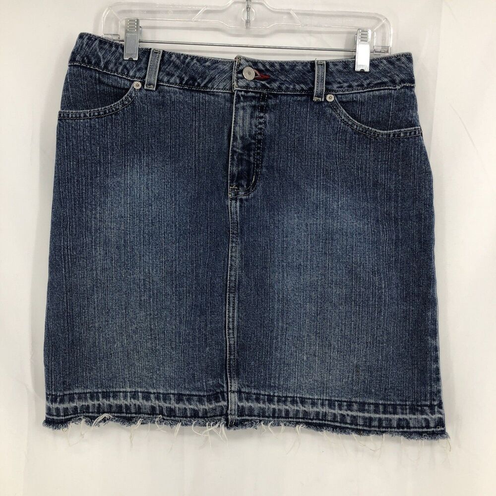 Tommy Hilfiger Riviera Let Down Raw Hem Denim Jean Skirt 6 (32x18)